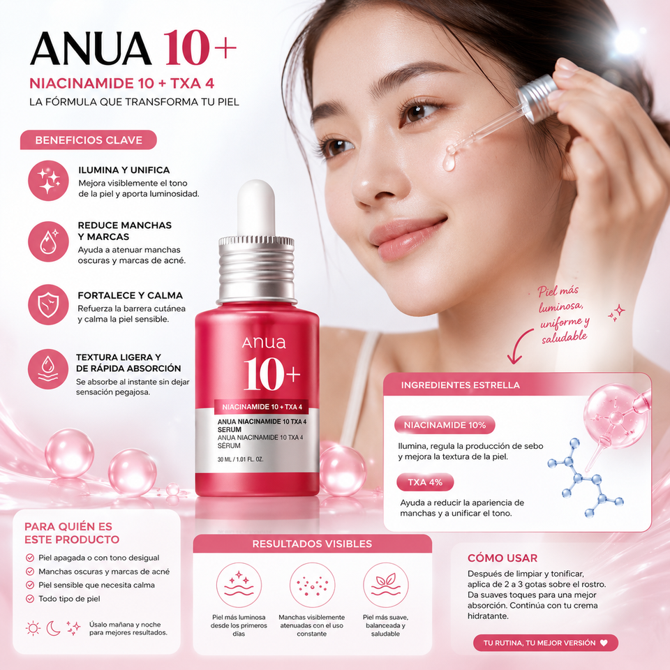 ✨ ANUA Niacinamide 10% + TXA 4% Serum – Piel Radiante, Uniforme y Sin Imperfecciones